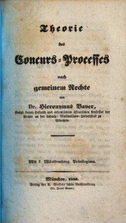 Theorie des Concurs-Processes nach gemeinem Rechte