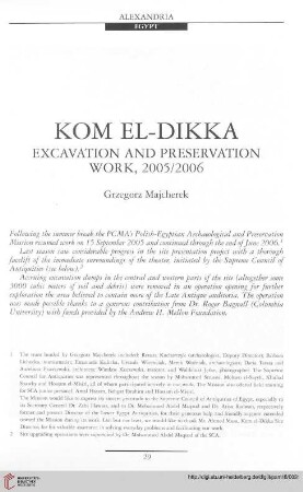 18: Kom el-Dikka : excavation and preservation work, 2005/2006