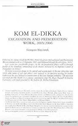 18: Kom el-Dikka : excavation and preservation work, 2005/2006