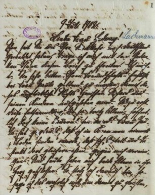 Brief an Hedwig Lachmann