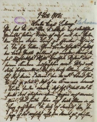 Brief an Hedwig Lachmann