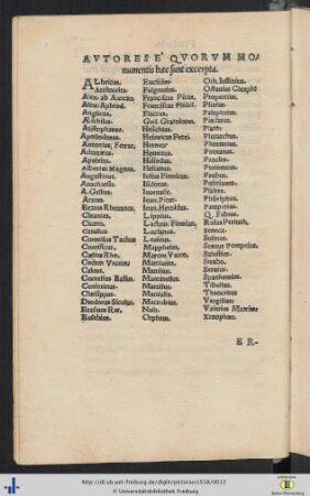 Autores E Quorum Monumentis haec sunt excerpta.