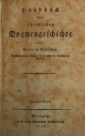 Handbuch der christlichen Dogmengeschichte. 2