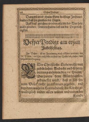 Vesper Predigt am ersten Jubelfesttag