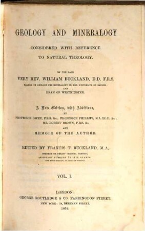 Geology and mineralogy : considered with reference to natural theology, 1