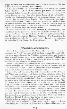 Johanneums-Erinnerungen.