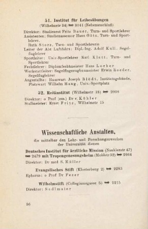 36, Wissenschaftliche Anstalten