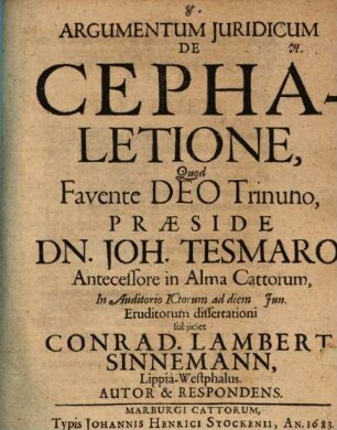 Argumentum iur. de cephaletione