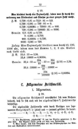 C. Allgemeine Arithmetik.