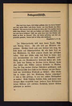 74-84, 8. Bettagsentschlüsse