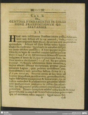 Cap. II. De Genuinis Fundamentis In Collisione Praesumtionum Observandis