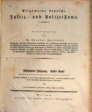 Allgemeine deutsche Justiz-, Kameral- und Polizeifama. 1819 = Jg. 18