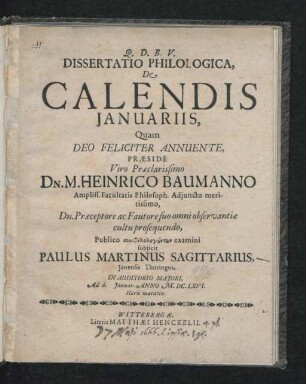 Dissertatio Philologica, De Calendis Ianuariis