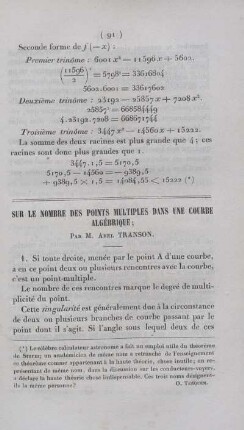 Sur le nombre des points multiples dans une courbe algébrique.