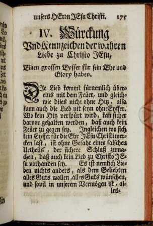 VI. Würckung Und Kennzeichen der wahren Liebe zu Christo Jesu, Einen grossen Eyffer für sein Ehr und Glory haben