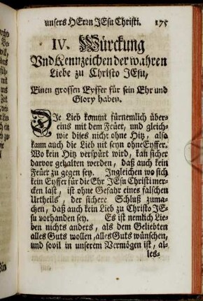 VI. Würckung Und Kennzeichen der wahren Liebe zu Christo Jesu, Einen grossen Eyffer für sein Ehr und Glory haben