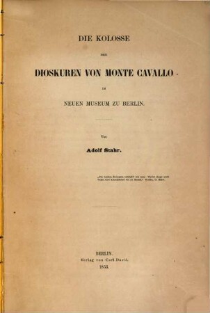 Die Kolosse der Dioskuren von Monte Cavallo im Neuen Museum zu Berlin