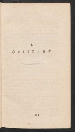 I. Heilkunst.