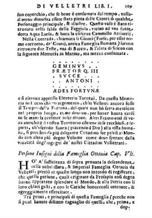 Persone Insigni della Famiglia Ottauia Cap. Vlt.