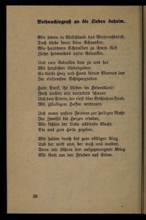 28, 12. Weihnachtsgruß an die Lieben daheim