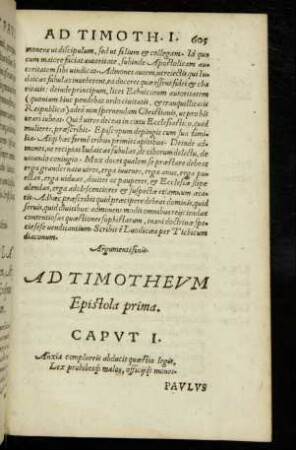 Ad Timotheum Epistola prima.
