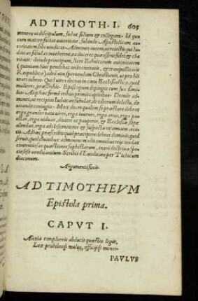 Ad Timotheum Epistola prima.