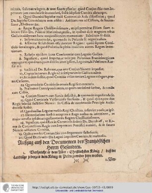 Außzug auß den Documenten des Französischen Herrn Gesandten.