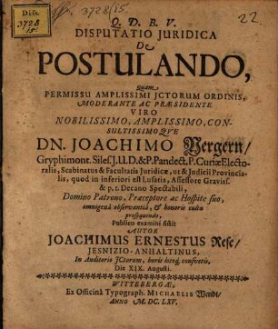 Diss. iur. de postulando