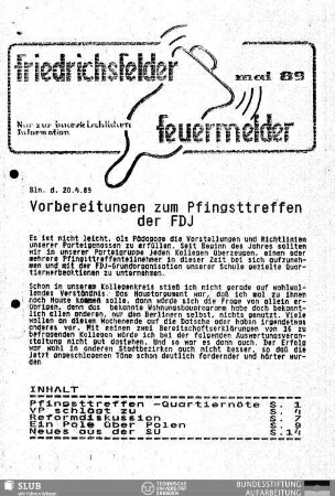 Vorbereitungen zum Pfingsttreffen der FDJ