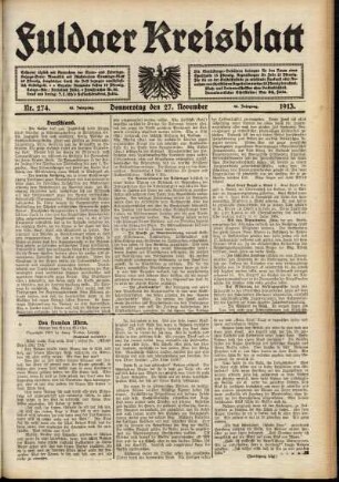 Ausgabe vom Donnerstag, den 27. November 1913.