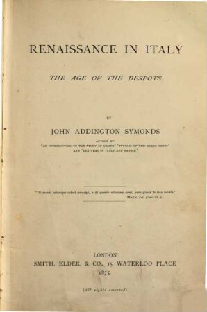 Renaissance in Italy, 1. The age of despots