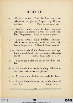 Bijoux (Nr. 1-68)