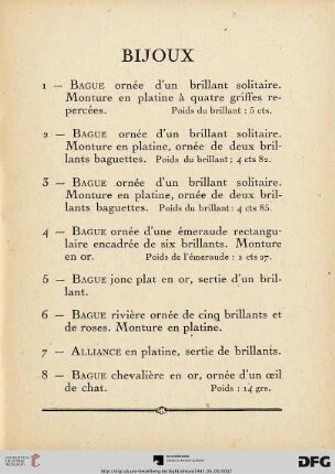 Bijoux (Nr. 1-68)