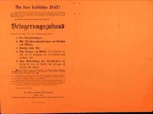 Erklärung des Belagerungszustandes über die Republik Baden