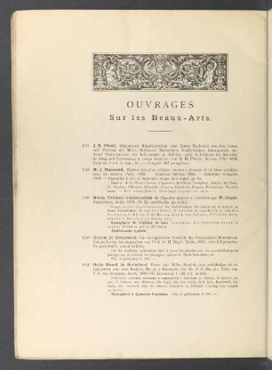 Ouvrages sur les Beaux - Arts