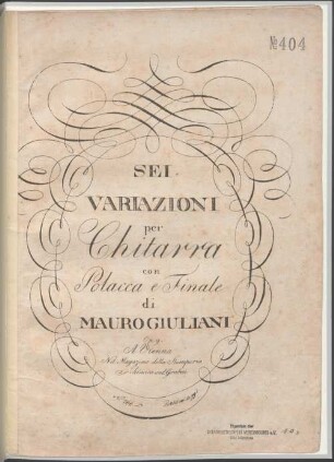 Sei variazioni per chitarra con polacca e finale : op. 9