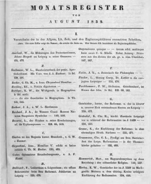 Monatsregister August 1839