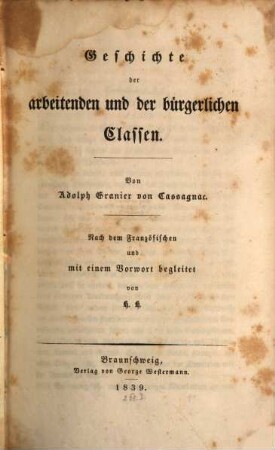 Geschichte der arbeitenden und der bürgerlichen Classen
