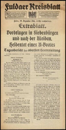Ausgabe vom Freitag, den 29. Dezember 1916.