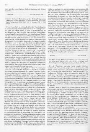 663-664 [Rezension] Isermann, Gerhard, Revitalisierung der Mythen?