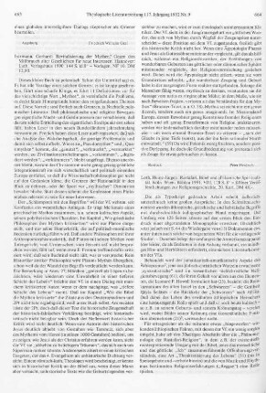 663-664 [Rezension] Isermann, Gerhard, Revitalisierung der Mythen?