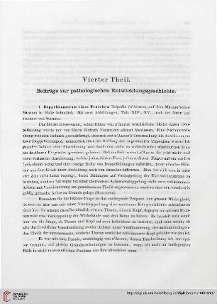 Vierter Theil: Beiträge zur pathologischen Entwicklungsgeschichte