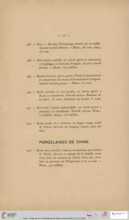 Porcelaines de Chine (Nr. 293 - 302)