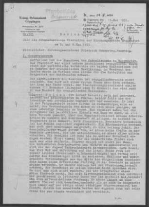 Bezgenriet: Visitationsbericht mit Pfarrbericht 1955