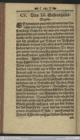 CV. Von XII. Gesundheits-Regeln