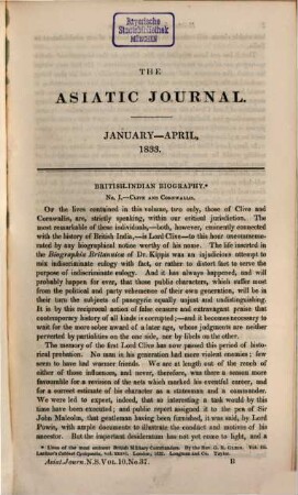 The Asiatic journal and monthly register for British and foreign India, China and Australasia. 10. 1833