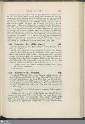 460. 1591, November 18. [Wittenberg]