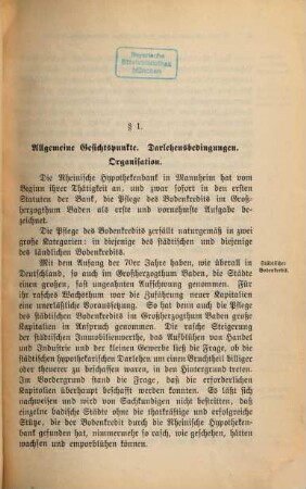 Die ländlichen Darlehen der Rheinischen Hypotheken-Bank in Mannheim : Mitteilungen aus der Praxis