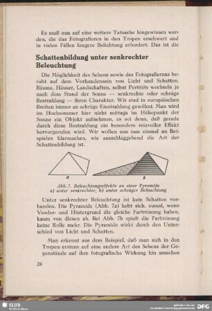 Schattenbildung unter senkrechter Beleuchtung