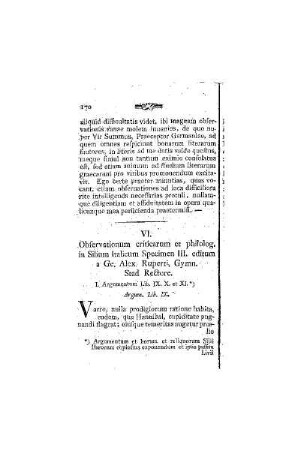Observationum Criticarum et philolog. in Silium Italicum Specimen III